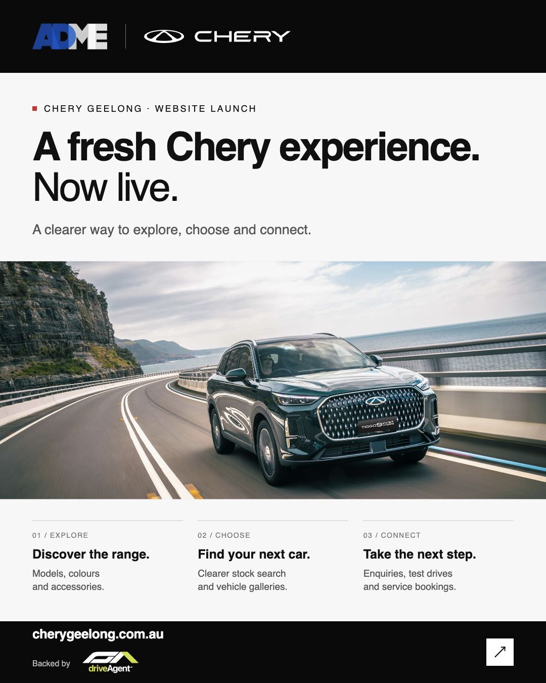 #adme #cherygeelong #driveagent #automotivemarketing #websitelaunch #cheryaustralia