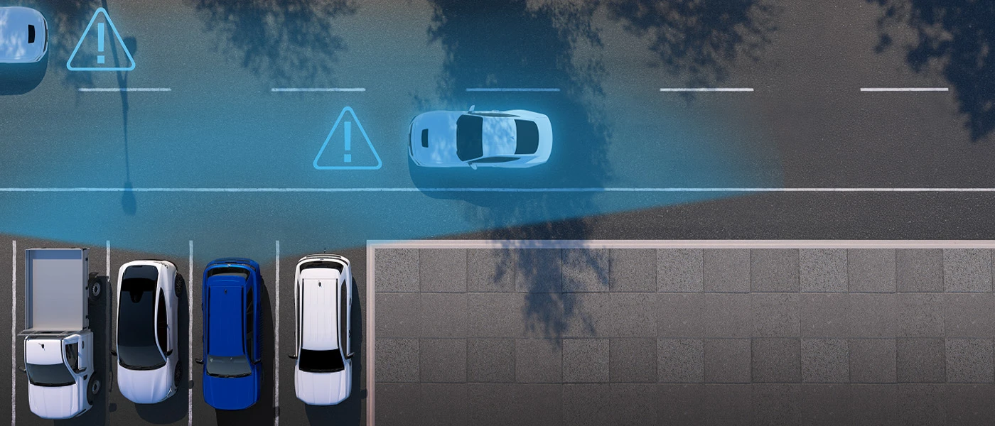 Overhead vehicle collision warning graphic