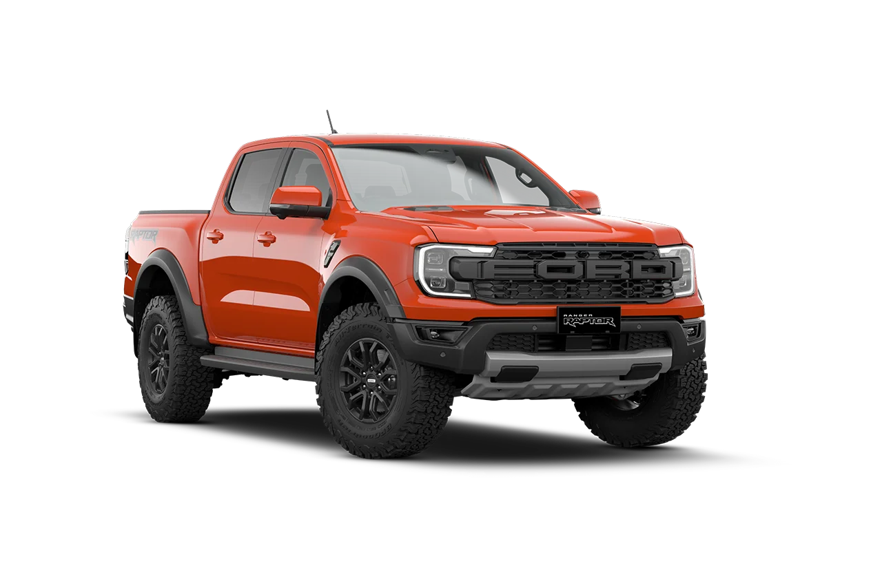 front view of red raptor