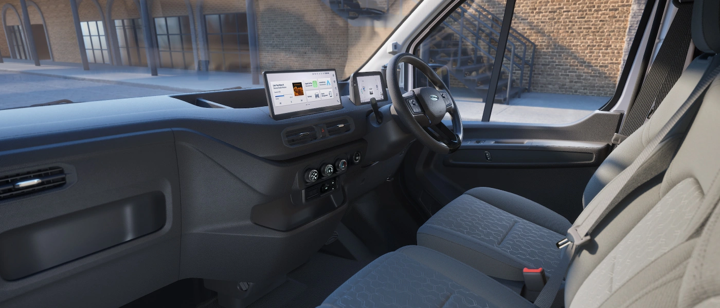 Angled van cabin interior view