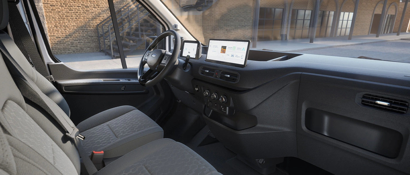 Angled van cabin interior view