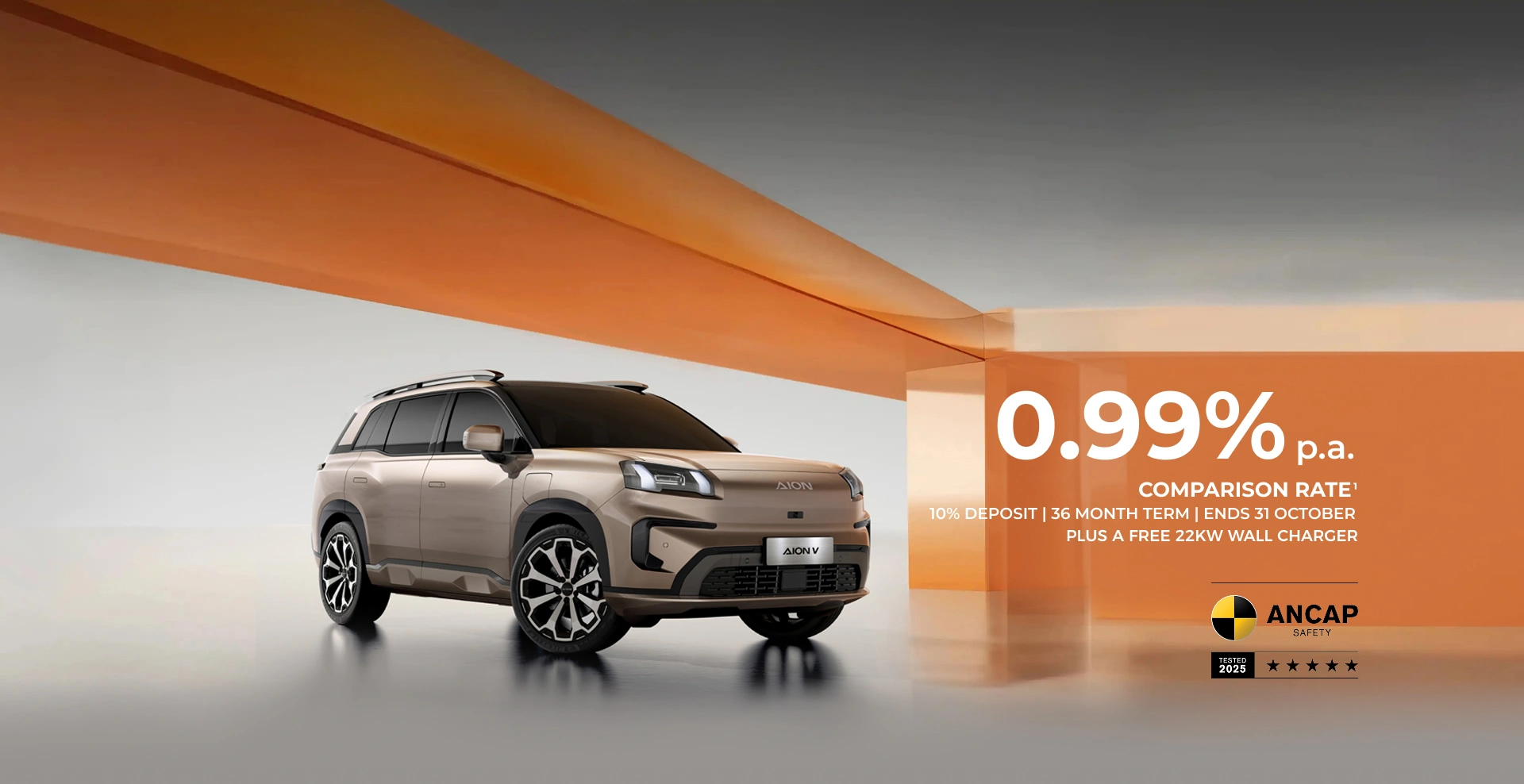 Urban & Smart SUV 0.99% p.a.  COMPARISON RATE 0% DEPOSIT | 36 MONTH TERM | ENDS 30 SEPTEMBER PLUS A FREE 22KW WALL CHARGER