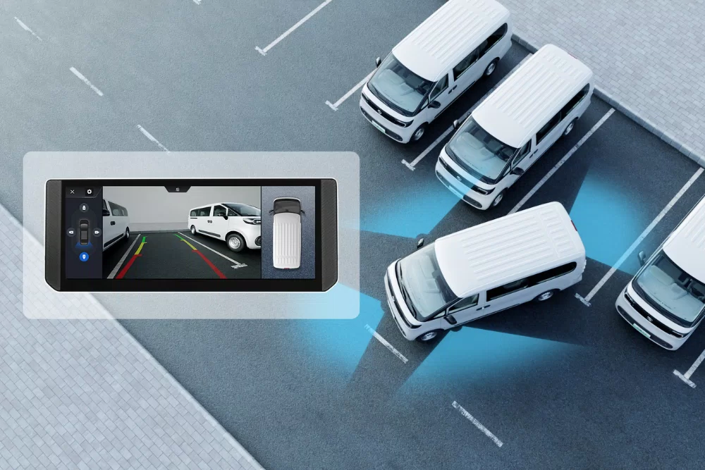 LDV eDeliver 5 360-degree surround view camera display with rear parking sensors