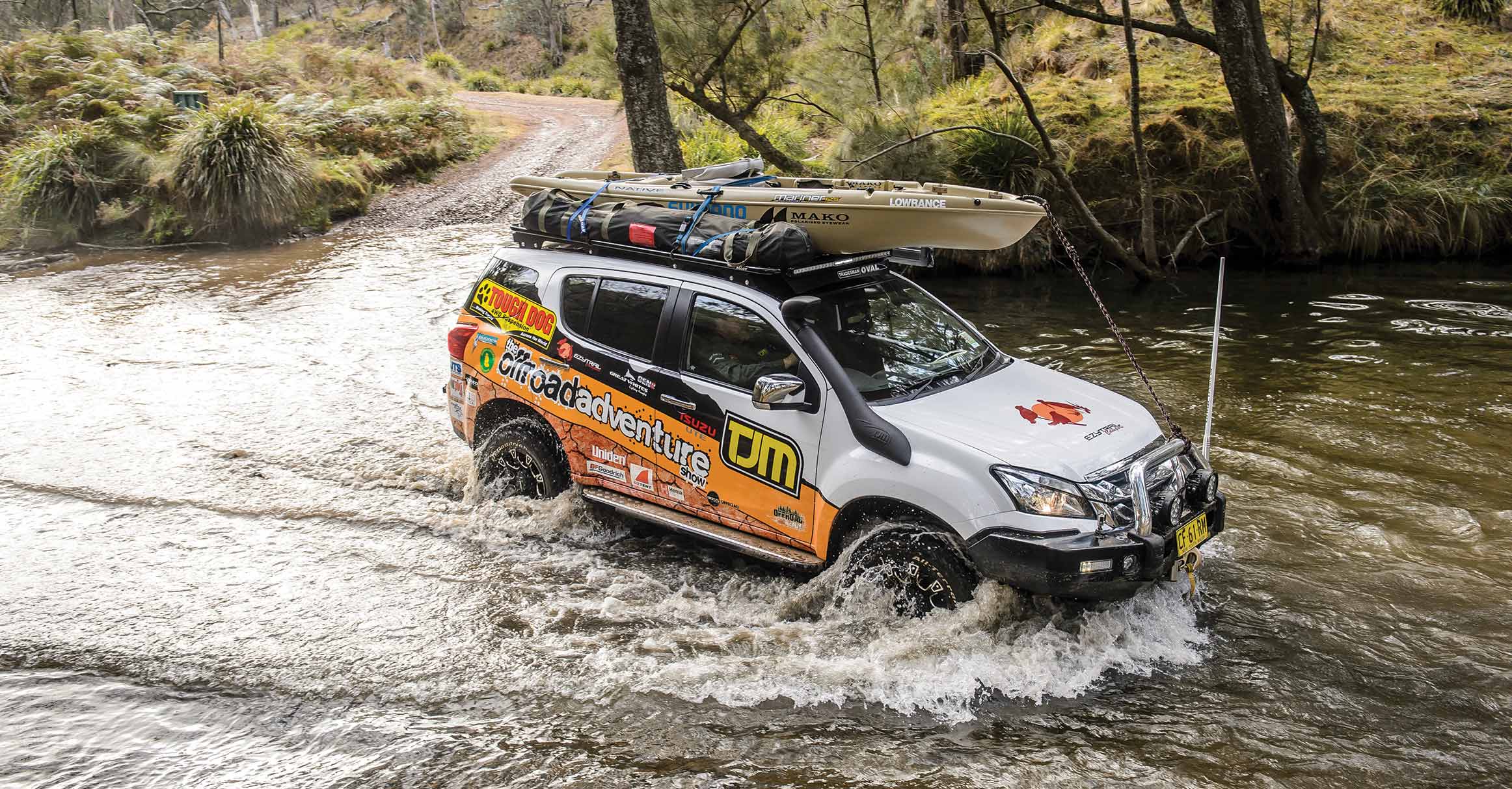 The 'Off-Road Adventure' MU-X drives through water crossing