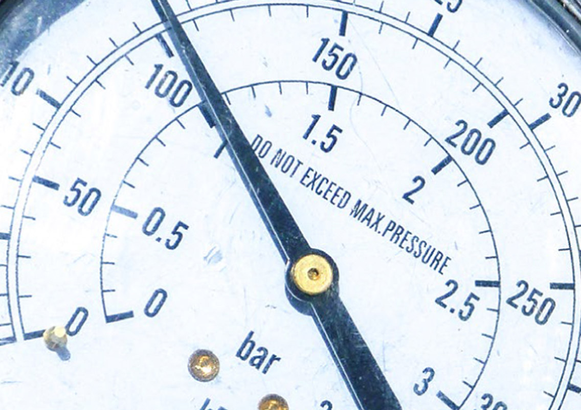 Close-up of pressure gauge 