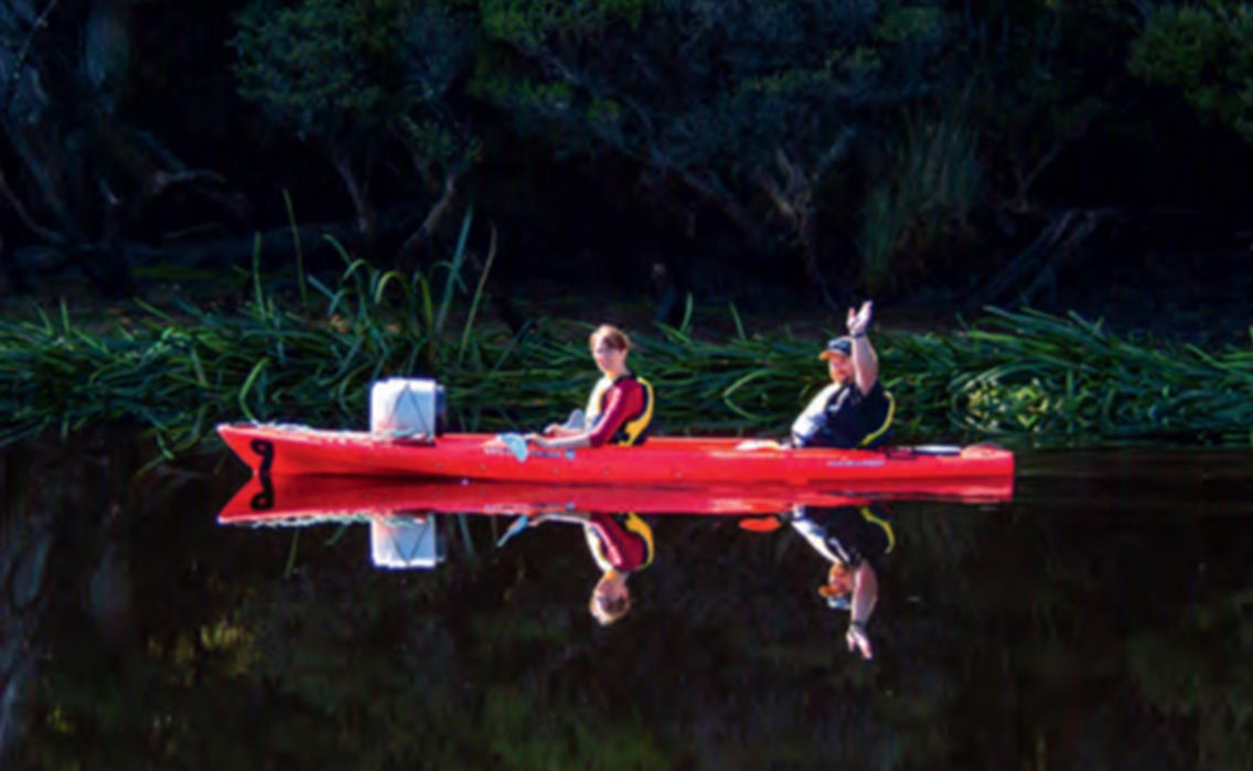 Ron and Viv on their kayak in lake
