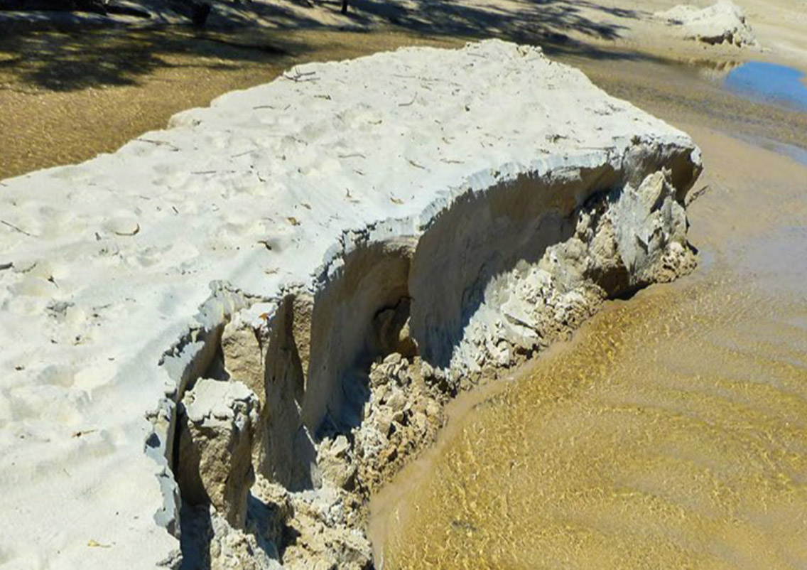 Cleft on beach
