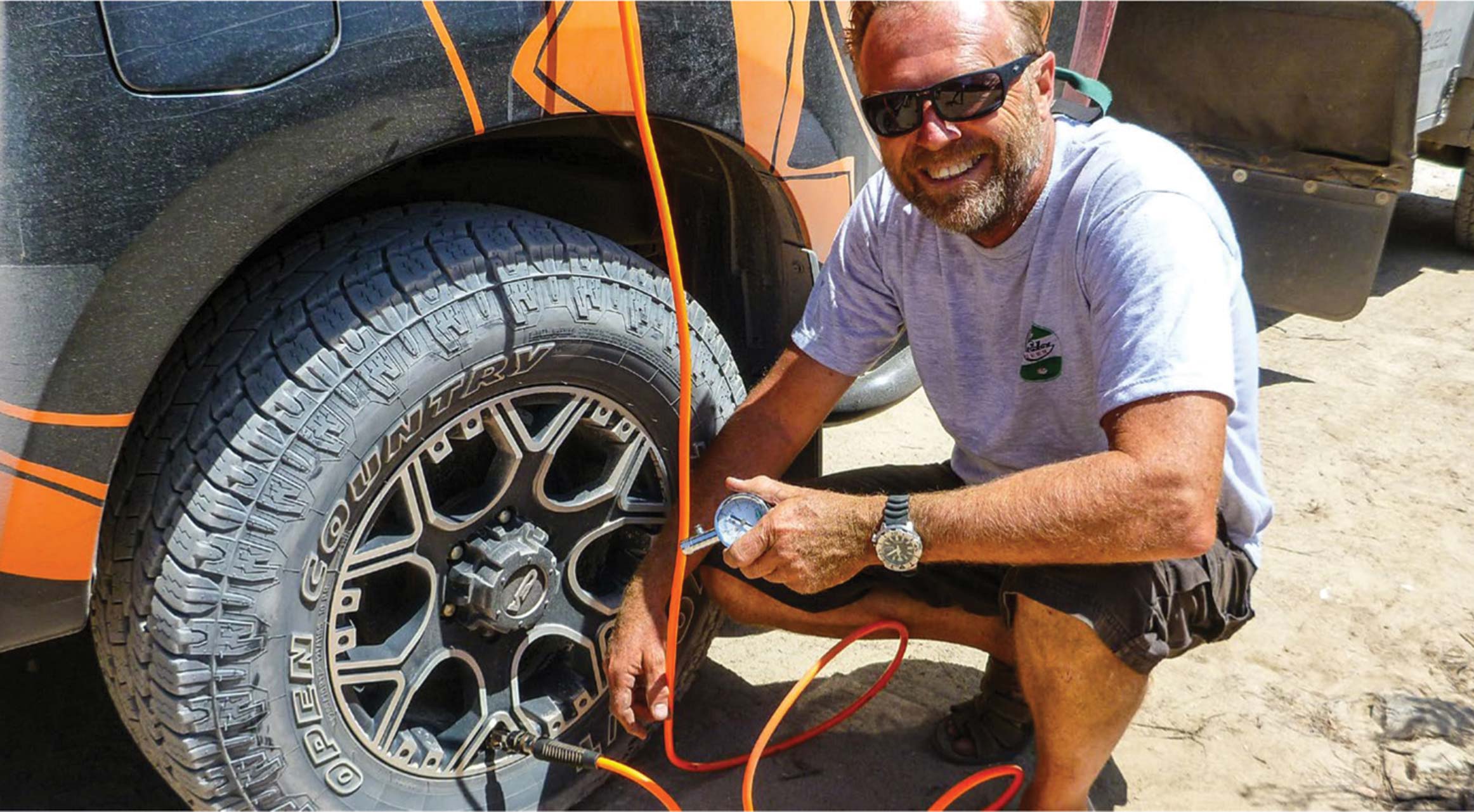 Tyre pressure on tyres is checked using pressure gauge 