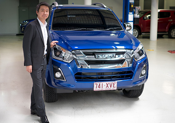 Colbalt Blue Isuzu D-MAX in showroom