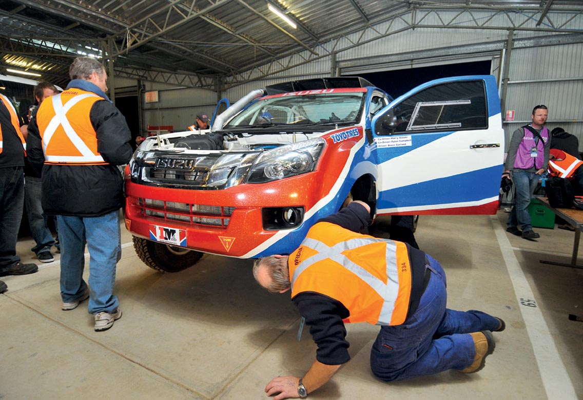 The D-MAX is checked over by the mechanics on the team 